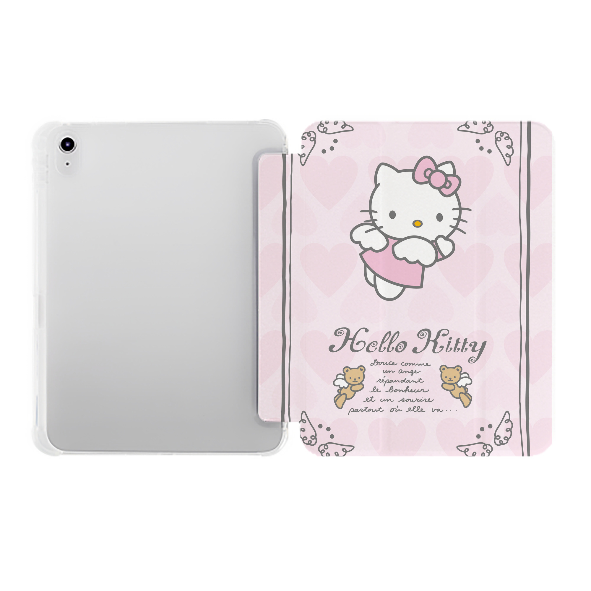 （画像用） Hello Kitty ハローキティ IPad ケース ペン収納付き 三つ折りスタンド PUレザー×シリコン 対応機種9.5/10.5/10.9インチ